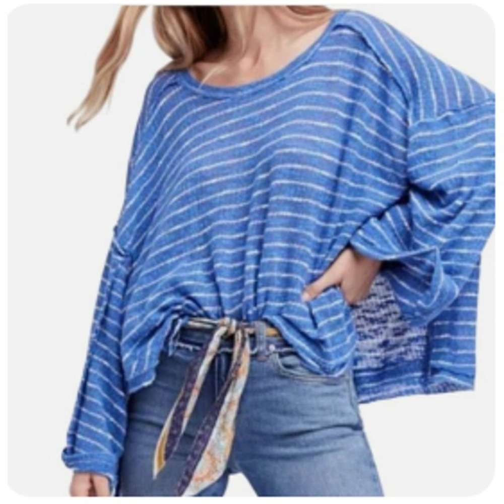 We the Free Island Girl Hacci Striped Knit Top Women Size Medium - Picture 10 of 10